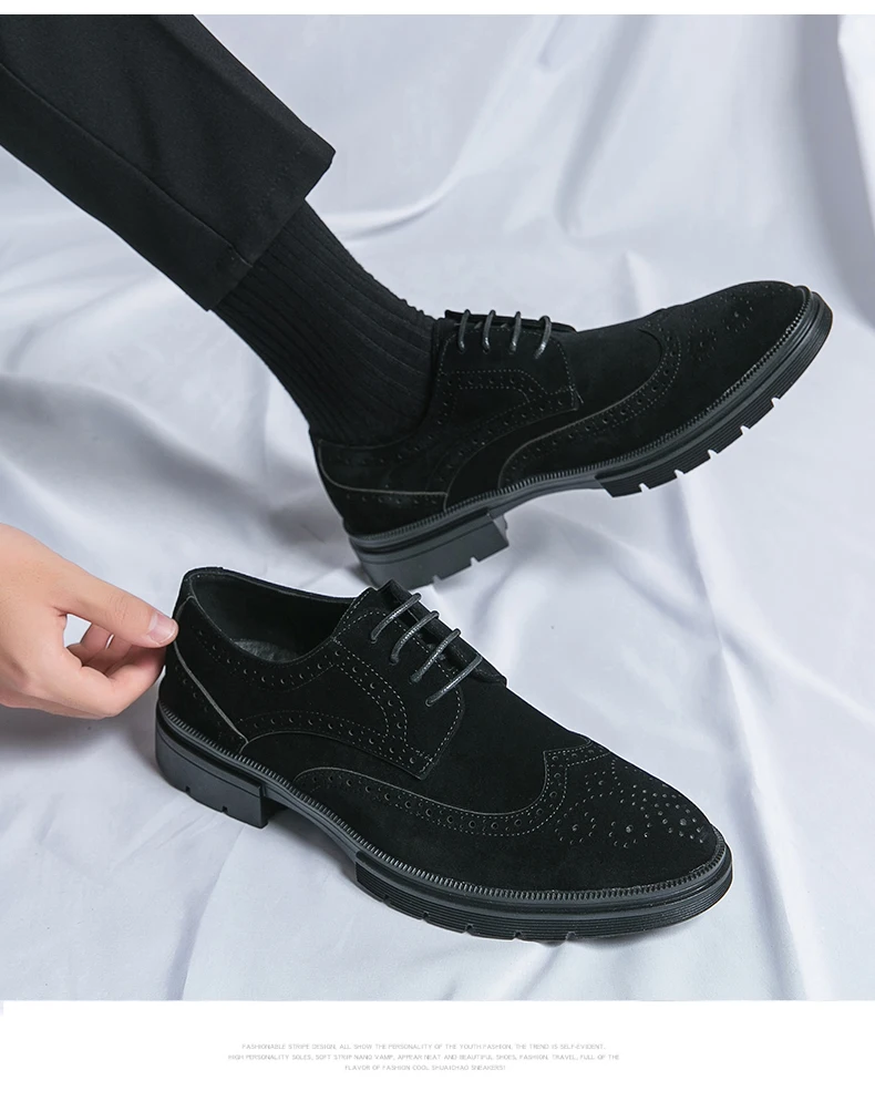 Classic Brogue Casual Business Shoes Men Trend Party Office Social Leather Shoes For Men High Quality Men's Dress Shoes