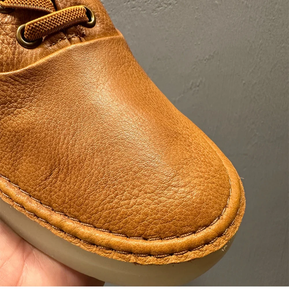 QHCCID Male Low Top Soft Cowhide Casual Shoes Shallow Breathable Summer Footwear