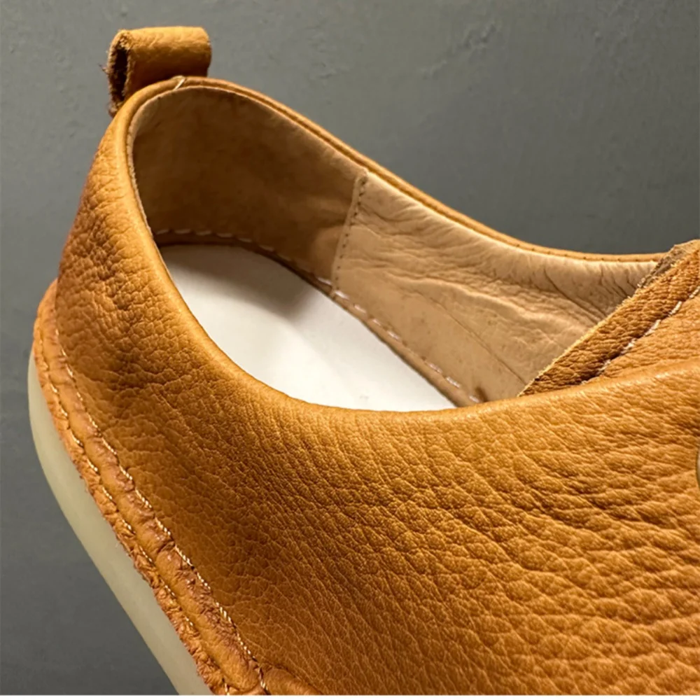 QHCCID Male Low Top Soft Cowhide Casual Shoes Shallow Breathable Summer Footwear