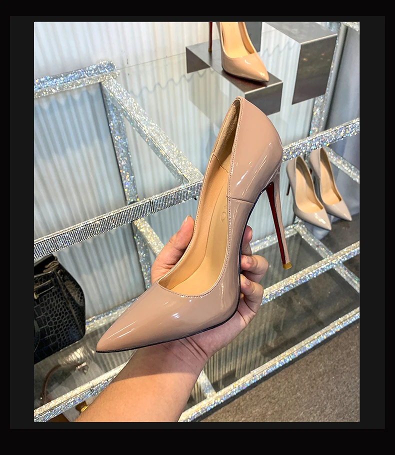 Woman Shoes 2025 Luxury Brand Red Sole Pumps Red Bottom Pointed Toe Designer High Heels Party Elegant Fashion Ladies Shoes 12cm