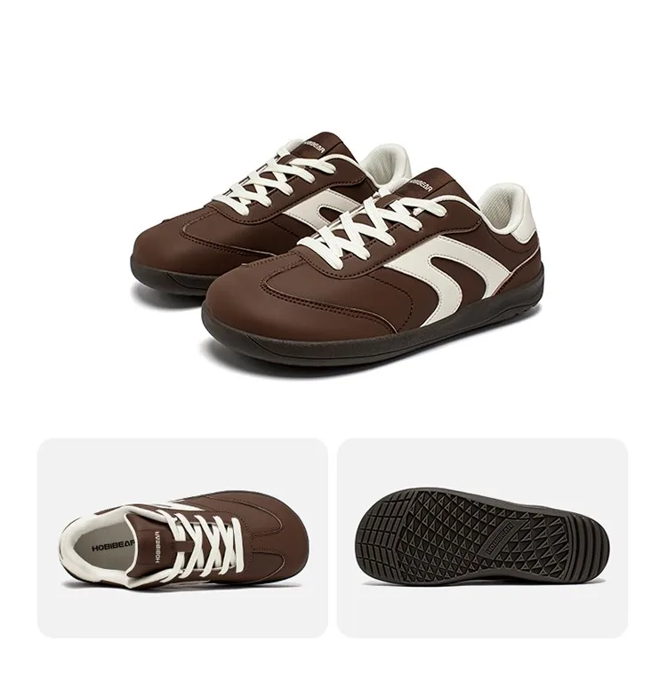 HOBIBEAR Wide Toe Shoes Unisex Artificial Leather Barefoot Sneakers Casual Retro Zero Drop Shoes for Women Men