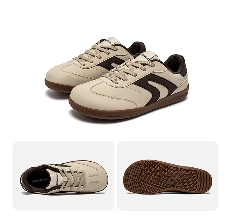 HOBIBEAR Wide Toe Shoes Unisex Artificial Leather Barefoot Sneakers Casual Retro Zero Drop Shoes for Women Men