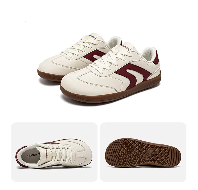 HOBIBEAR Wide Toe Shoes Unisex Artificial Leather Barefoot Sneakers Casual Retro Zero Drop Shoes for Women Men