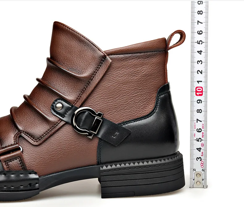 mens fashion stage nightclub original leather boots black brown shoes brand designer cowboy platform boot cool ankle botas male