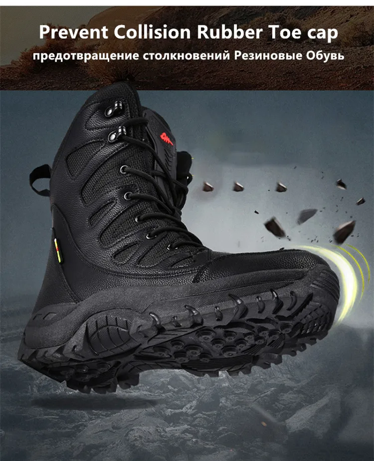 New Waterproof Men's Boots Outdoor Non-slip Men Hiking Boots High Top Winter Men's Motorcycle Boots Rubber Men Work Desert Boots