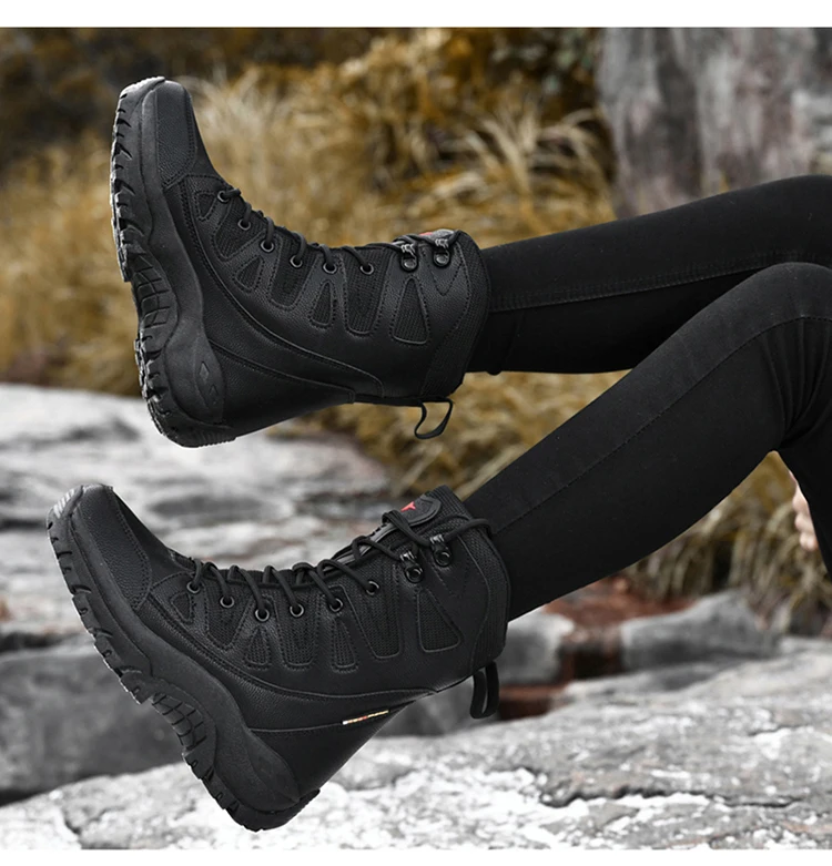 New Waterproof Men's Boots Outdoor Non-slip Men Hiking Boots High Top Winter Men's Motorcycle Boots Rubber Men Work Desert Boots