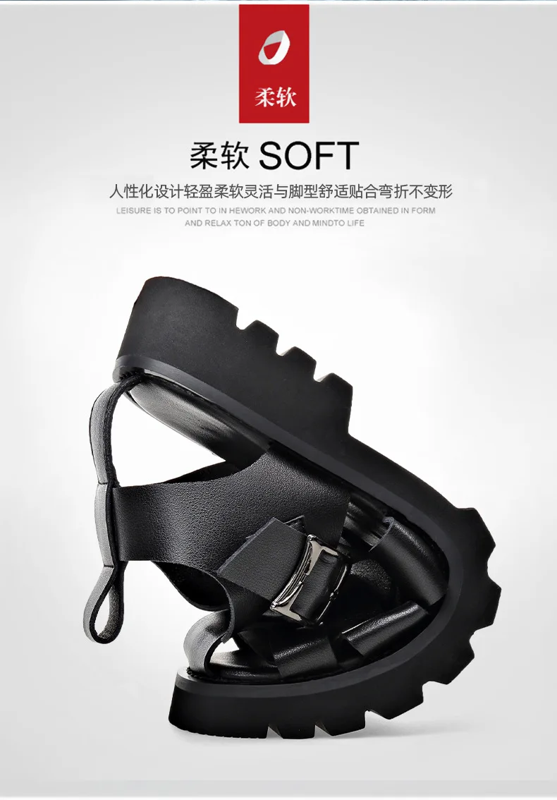 2026 Summer Gladiator Sandals New Breathable Casual Men Genuine Leather Sandals Hollow Beach Shoes Men Black Sizes 38-48 sandals