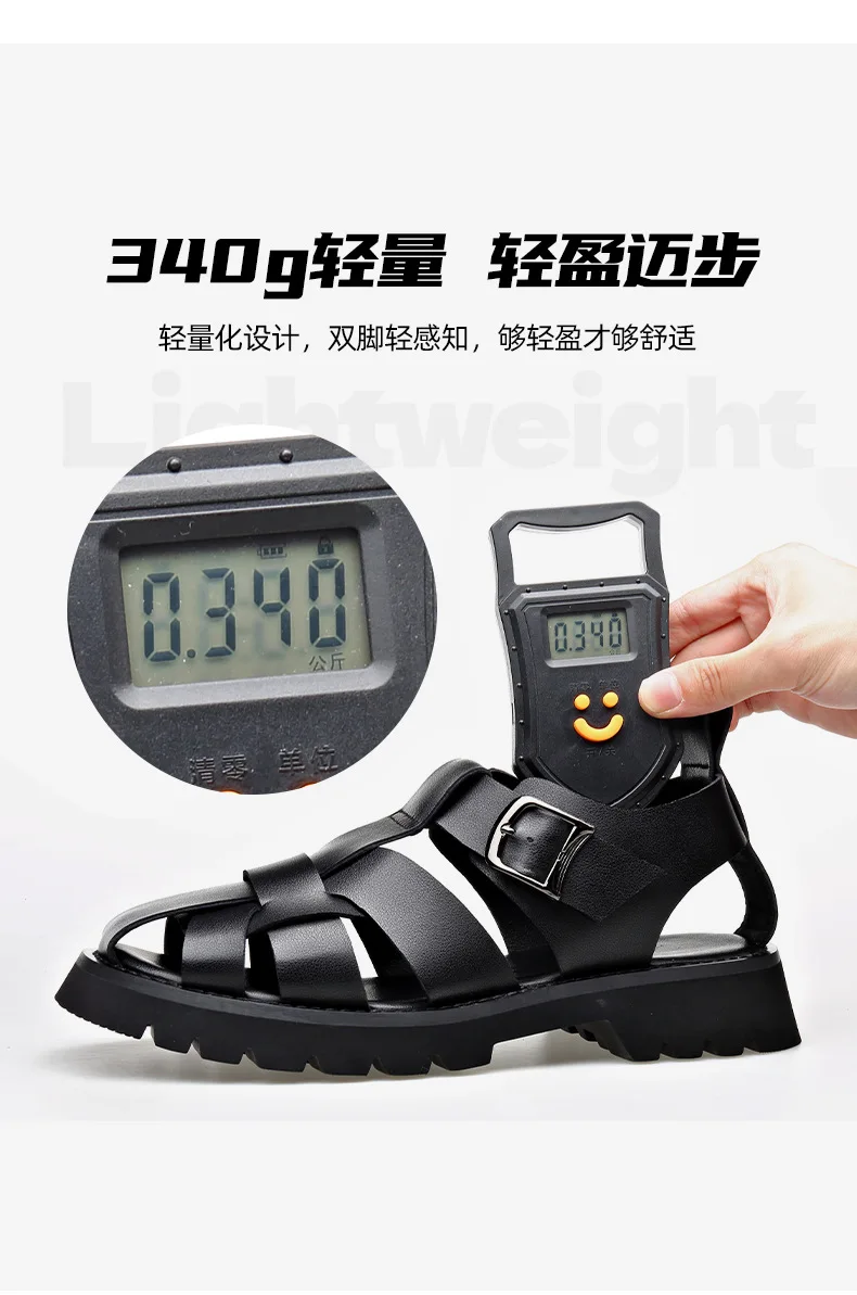 2026 Summer Gladiator Sandals New Breathable Casual Men Genuine Leather Sandals Hollow Beach Shoes Men Black Sizes 38-48 sandals
