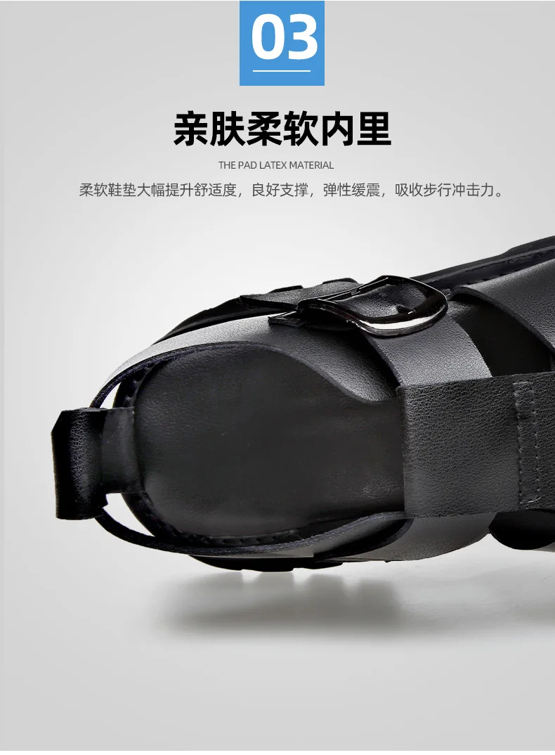 2026 Summer Gladiator Sandals New Breathable Casual Men Genuine Leather Sandals Hollow Beach Shoes Men Black Sizes 38-48 sandals
