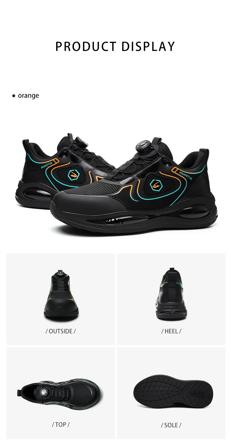 Waterproof Men Safety Shoes Steel Toe Sneakers Rotated Button Puncture Proof Work Safety Boots Man Air Cushion Working Footwear