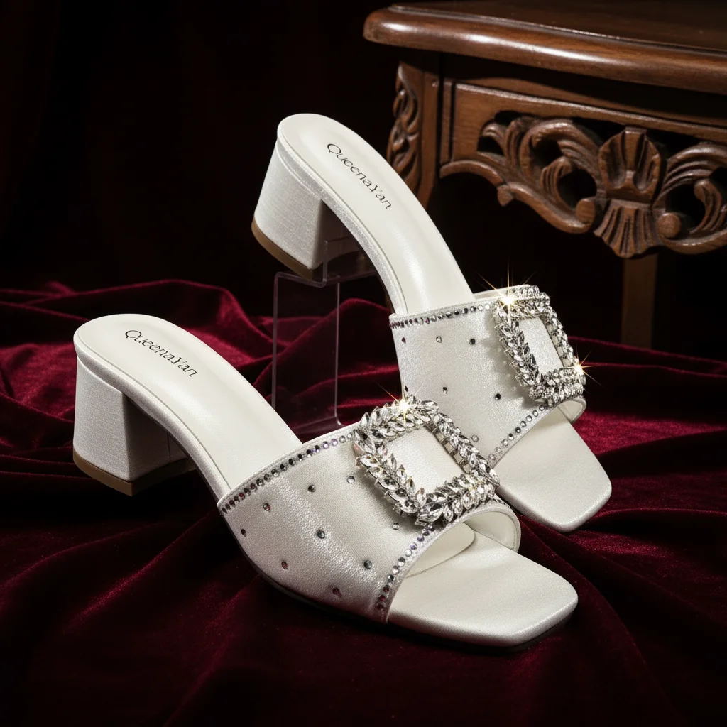 New Arrive Silver Square Toe Women's High Heels Shoes and Bags for Party Rhinestone Evening Elegant Luxury Handbag