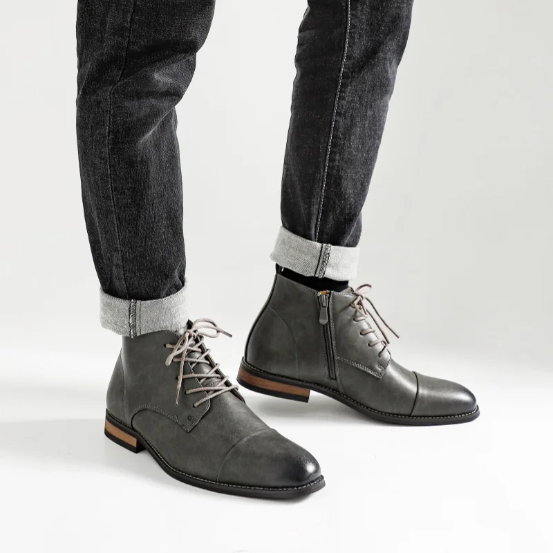 Boots For Men Fashion Brand Comfortable Ankle Leather Boots For Men #KD894