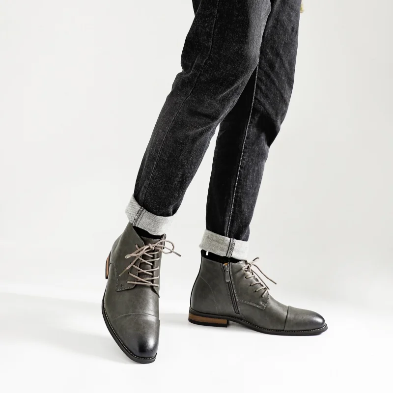 Boots For Men Fashion Brand Comfortable Ankle Leather Boots For Men #KD894