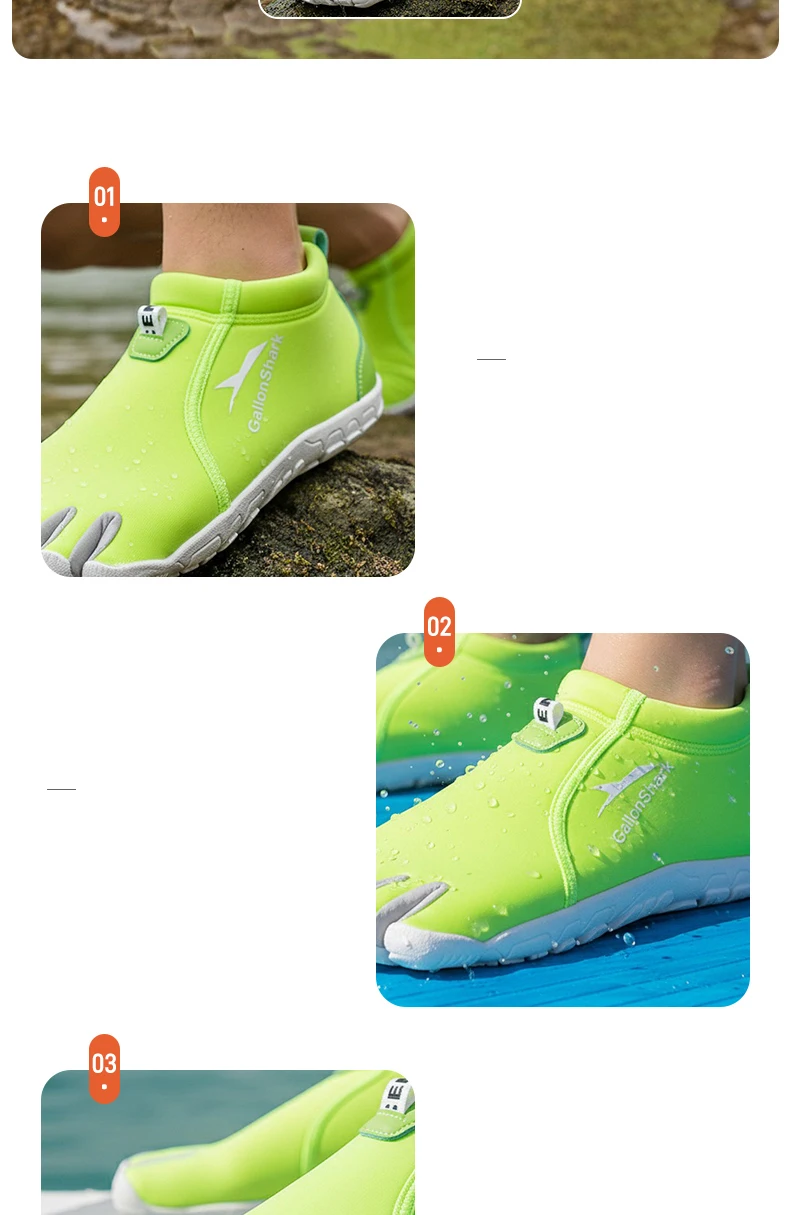 Durable Neoprene Five Toe Water Shoes, GallonShark Anti-Slip Barefoot Sneakers for Water Sports & Indoor Training