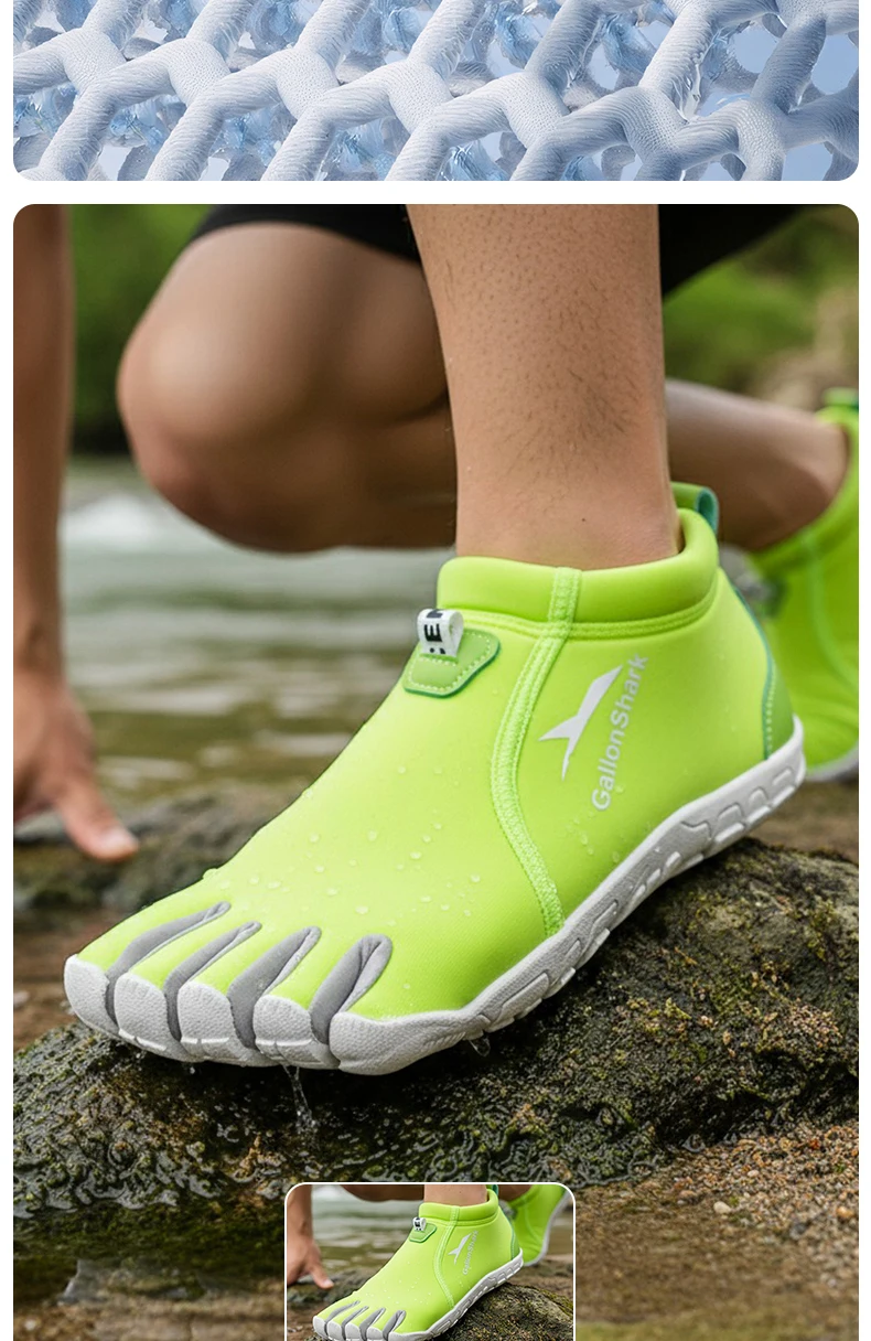 Durable Neoprene Five Toe Water Shoes, GallonShark Anti-Slip Barefoot Sneakers for Water Sports & Indoor Training