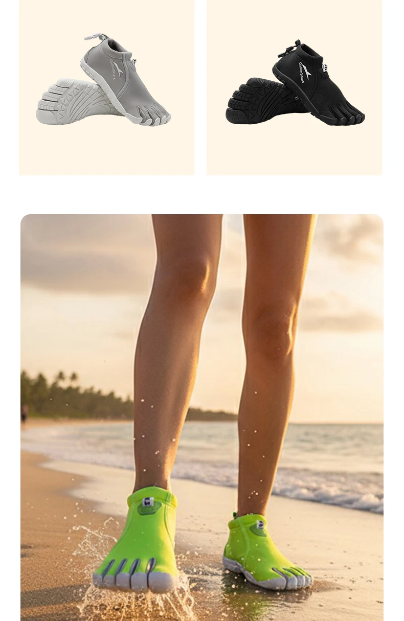 Durable Neoprene Five Toe Water Shoes, GallonShark Anti-Slip Barefoot Sneakers for Water Sports & Indoor Training