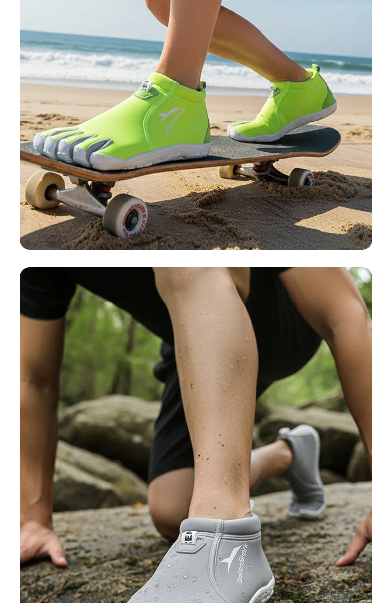 Durable Neoprene Five Toe Water Shoes, GallonShark Anti-Slip Barefoot Sneakers for Water Sports & Indoor Training