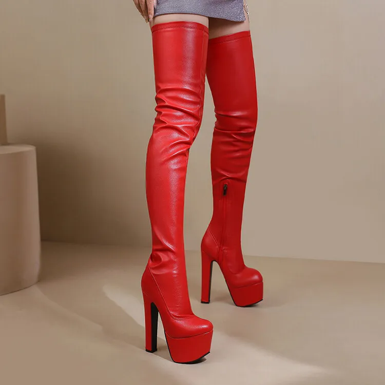 Autumn and Winter New Styles Fashion Nightclubs Sexy Style Runway Show Over the Knee Ultra-high Heel Women's Boots High 17cm
