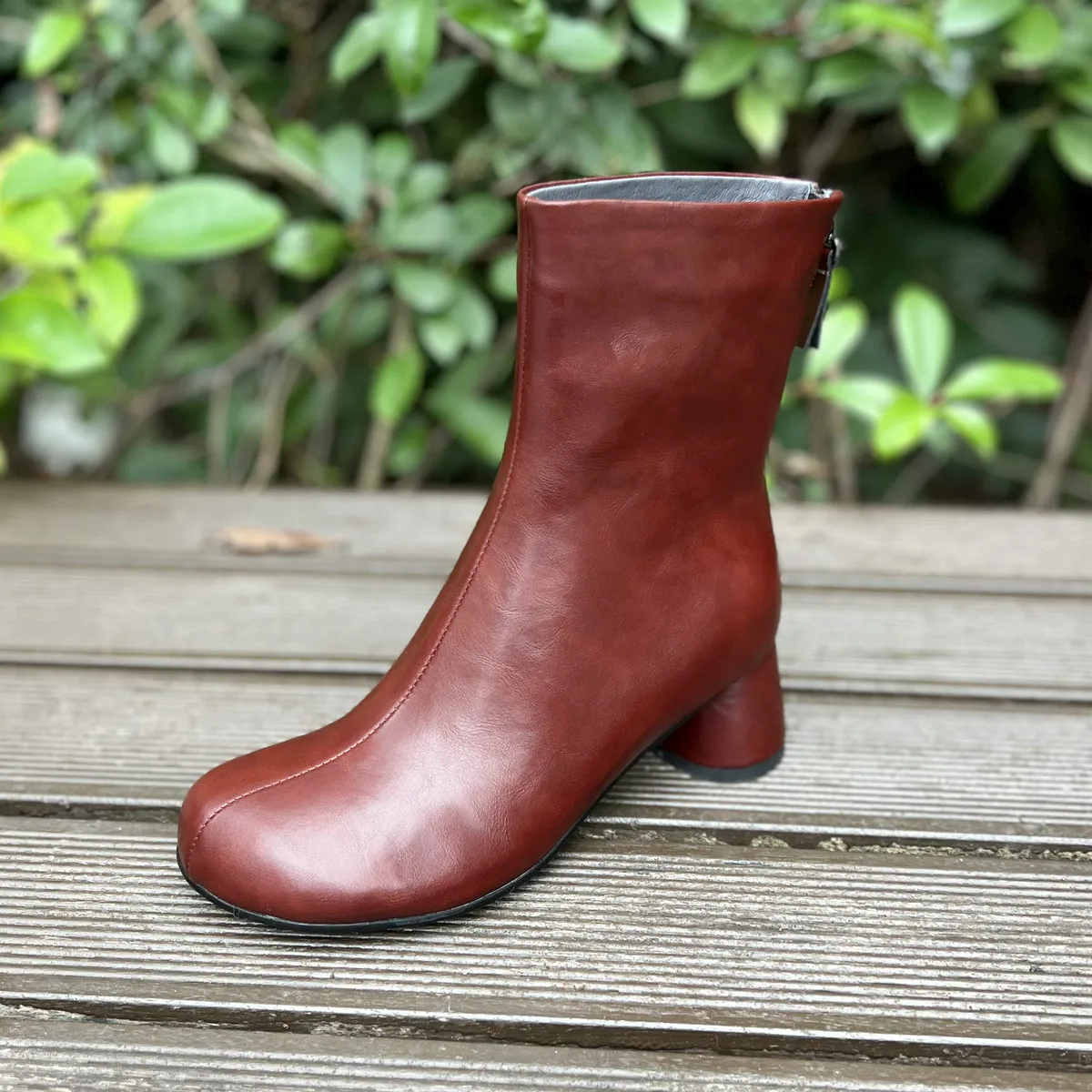 QUTAA Fashion Cow Leather Women Ankle Boots Autumn Shoes Winter Lady High Heel Zipper Round Toe Sexy Dress Short Boots 34-42