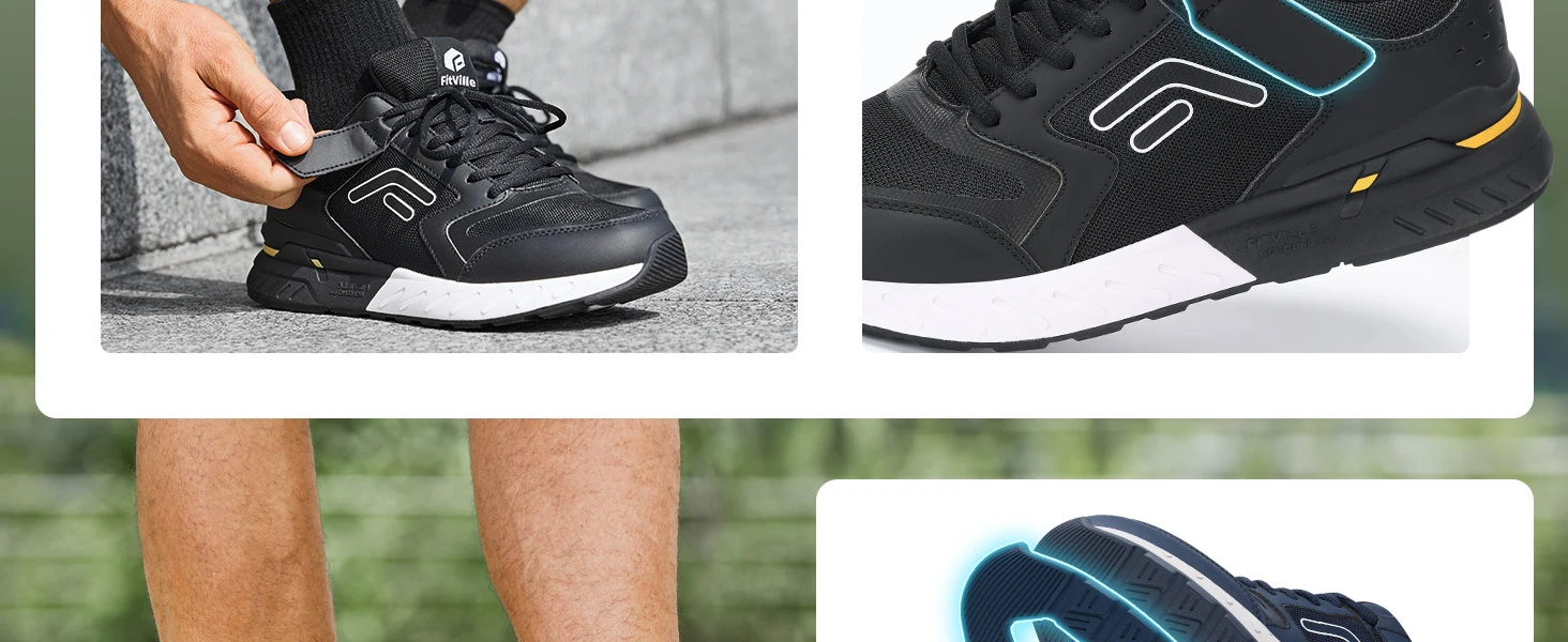 FitVille Men Walking Shoes Extra Wide Diabetic-Friendly Male Sneakers with Arch Support Cushioning Sports Running Shoes for Men
