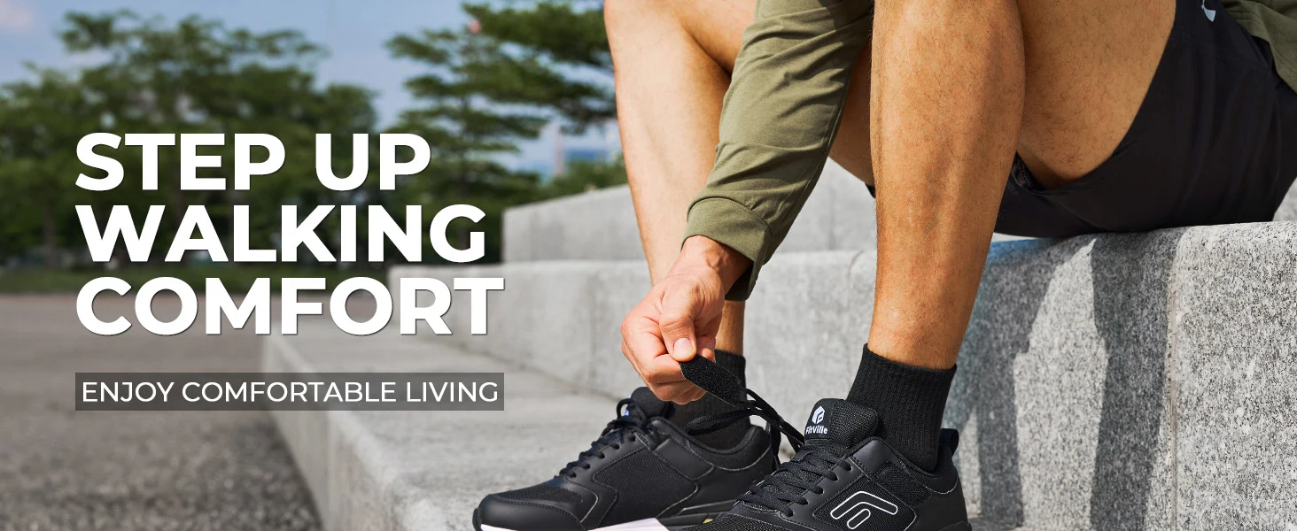 FitVille Men Walking Shoes Extra Wide Diabetic-Friendly Male Sneakers with Arch Support Cushioning Sports Running Shoes for Men