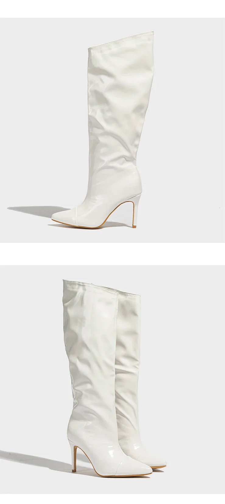 Eilyken Red Wedding Patent Leather Women Knee-High Boots Fashion Thin High Heels Shoes Zipper Winter Autumn Female Pumps