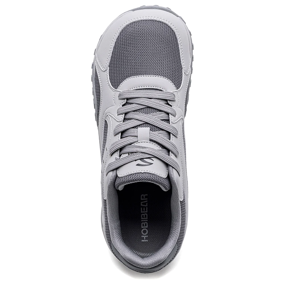 HOBIBEAR Unisex Wide Toe Hiking Sneakers Lace-Up Walking Shoes Outdoor Travel Artificial Leather Mesh Minimalist Sneakers