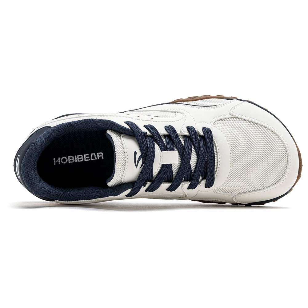 HOBIBEAR Unisex Wide Toe Hiking Sneakers Lace-Up Walking Shoes Outdoor Travel Artificial Leather Mesh Minimalist Sneakers