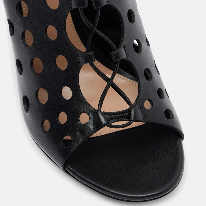 Lace Up Hollow Out Peep Toe Sandals Sexy Round Toe Thin Heel Matte Leather Customized New Arrivals Fashion Women Shoes