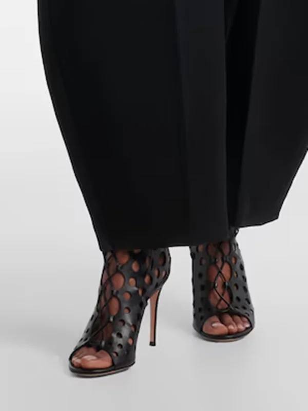 Lace Up Hollow Out Peep Toe Sandals Sexy Round Toe Thin Heel Matte Leather Customized New Arrivals Fashion Women Shoes