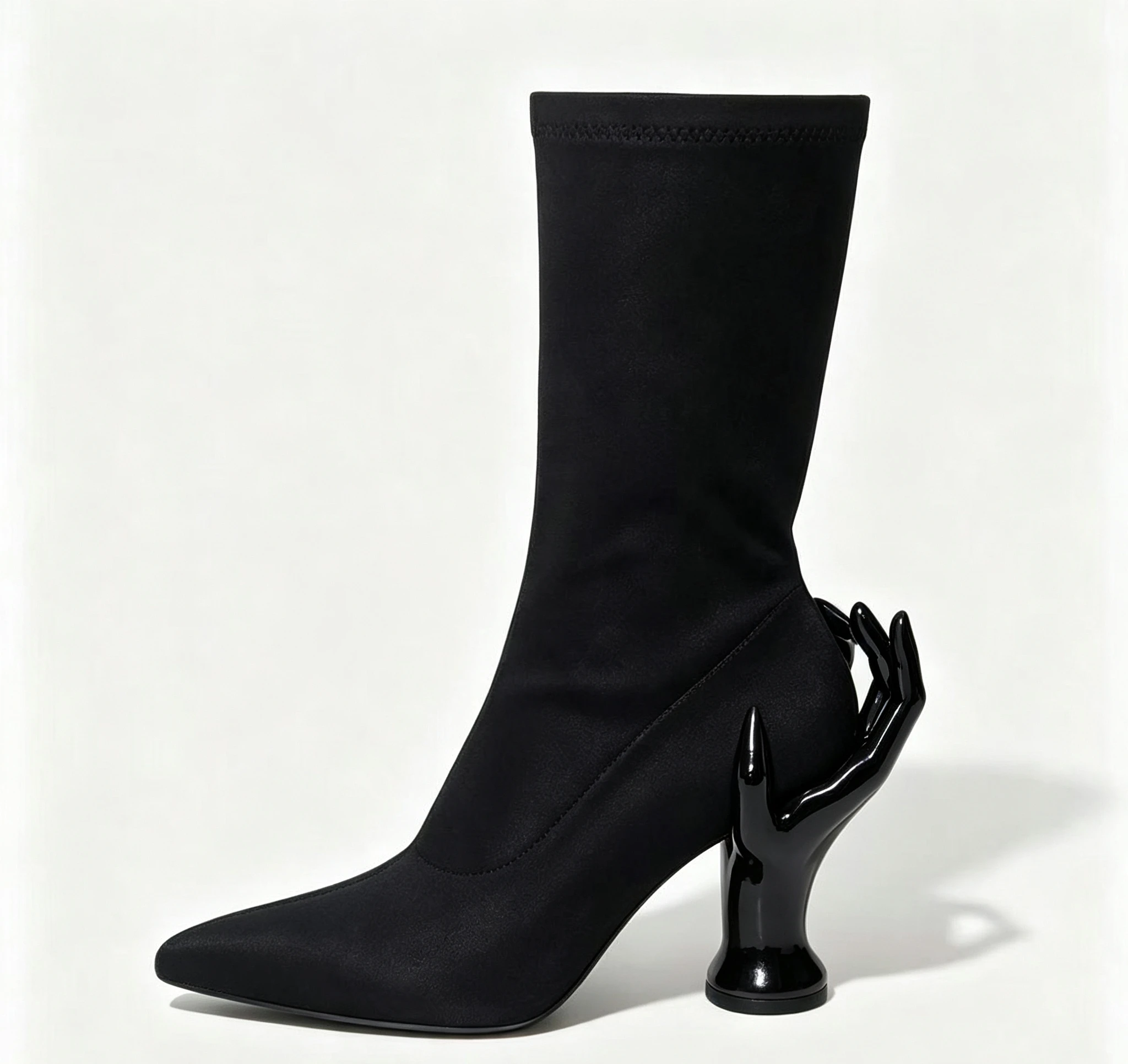 New Spring/Autumn Women's Finger Weird Heels Mid-Calf Boots Pointed Toe Slip On Fashion Sexy Elastic Mid-Calf Boots For Women