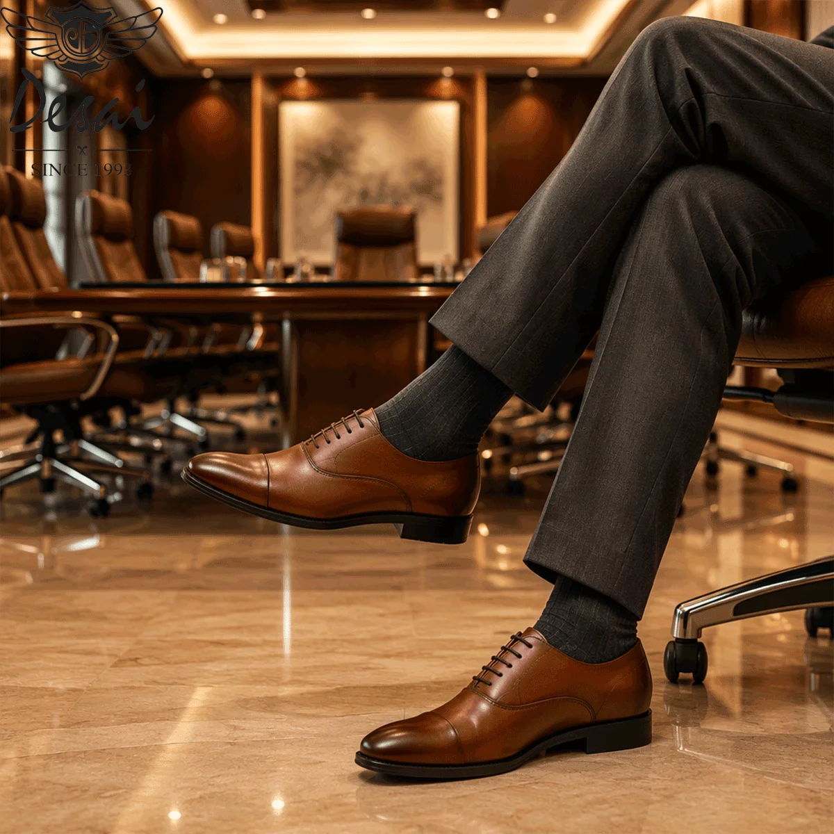 Desai 2026 Comfortable Walking Shoes Formal Business Cap Toe Oxford Synthetic Office Daily Wear Luxury Wedding Professional