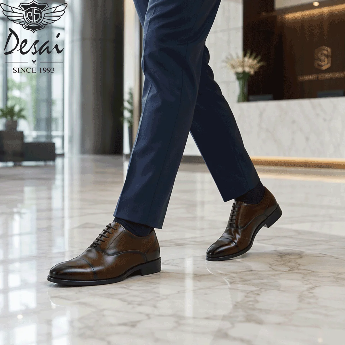 Desai 2026 Comfortable Walking Shoes Formal Business Cap Toe Oxford Synthetic Office Daily Wear Luxury Wedding Professional