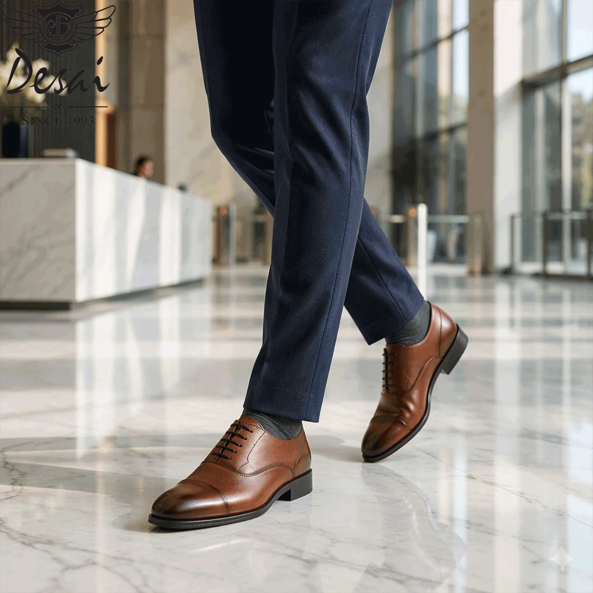Desai 2026 Comfortable Walking Shoes Formal Business Cap Toe Oxford Synthetic Office Daily Wear Luxury Wedding Professional