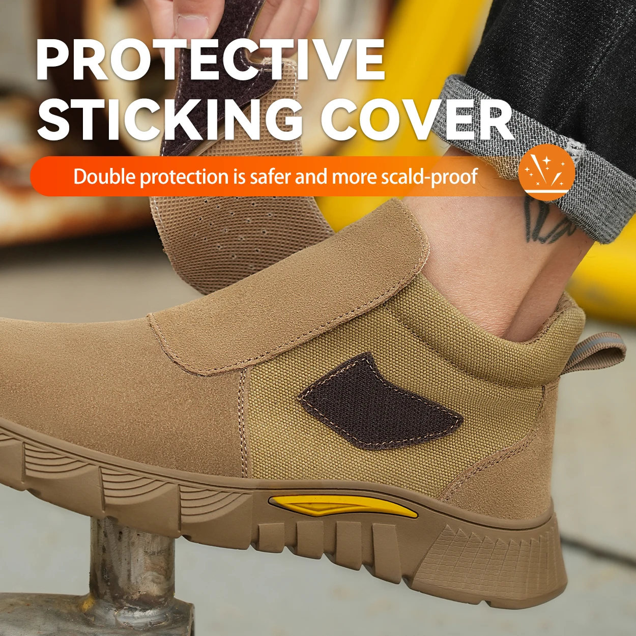 Steel Toe Work Shoes for Men Woamen Anti-Smash Anti-Puncture Blue Safety Shoes Breathable Lightweight Air Cushion Work Shoes