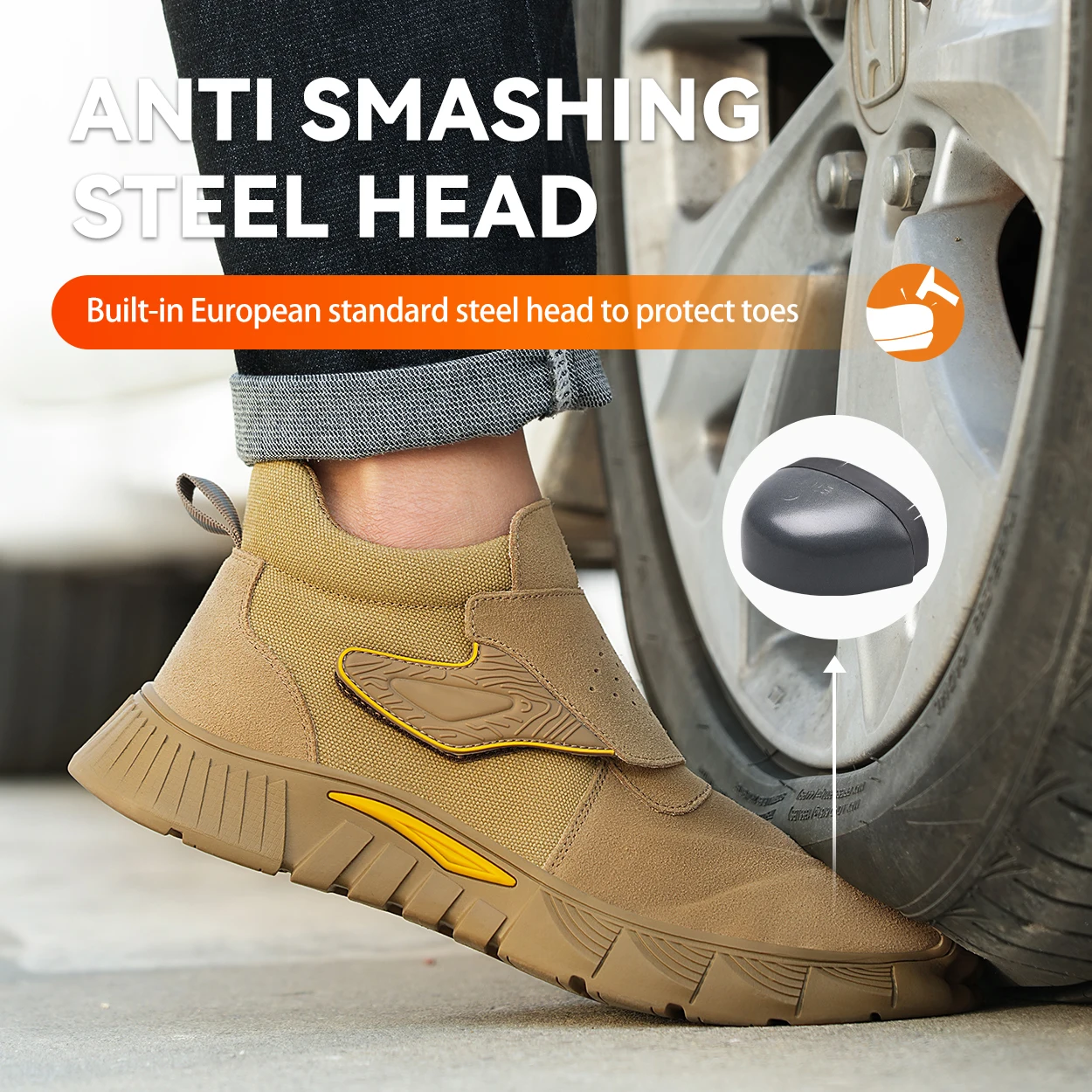 Steel Toe Work Shoes for Men Woamen Anti-Smash Anti-Puncture Blue Safety Shoes Breathable Lightweight Air Cushion Work Shoes