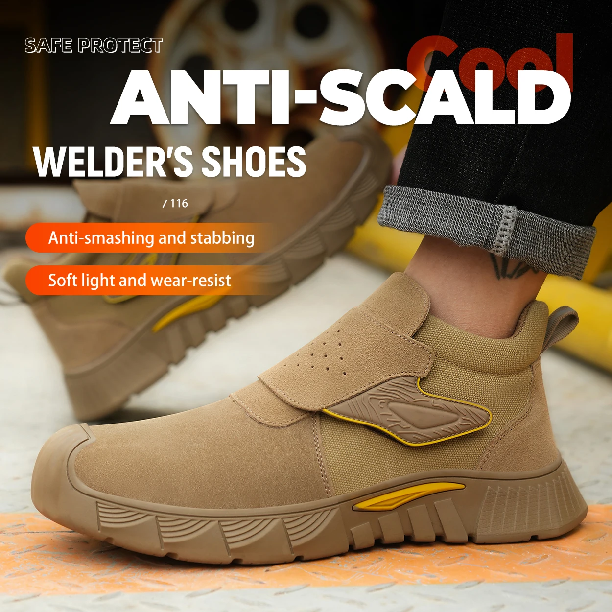 Steel Toe Work Shoes for Men Woamen Anti-Smash Anti-Puncture Blue Safety Shoes Breathable Lightweight Air Cushion Work Shoes