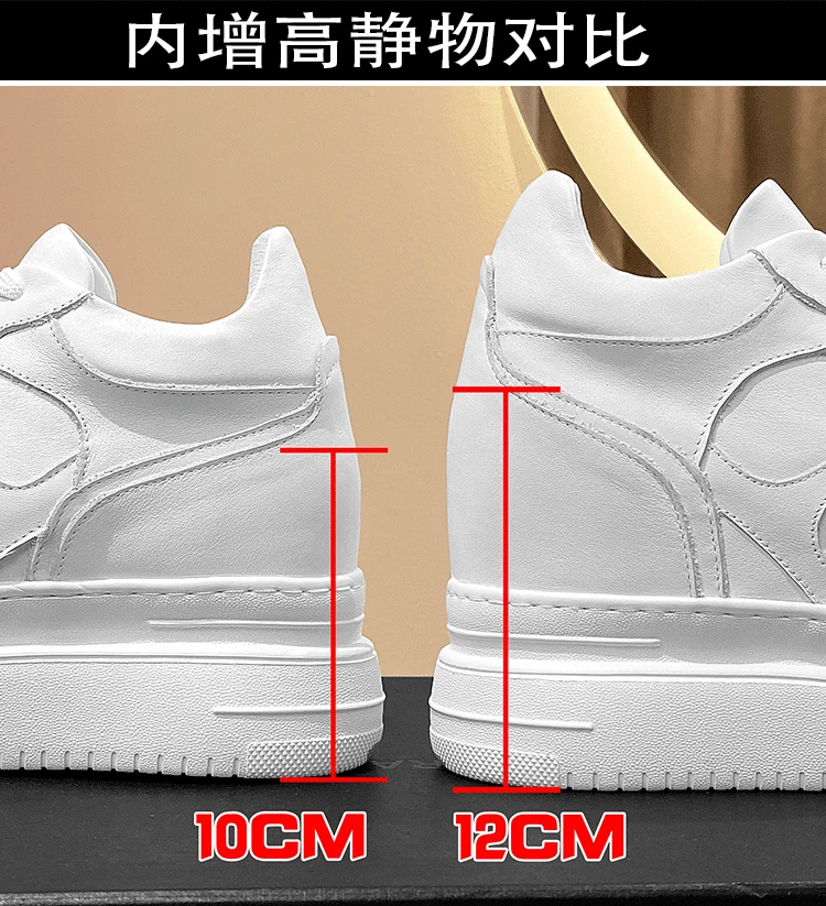 12cm Platform Elevator Sneakers Women Casual White Shoes Genuine Leather 8cm Height Increasing Shoes Female Summer Mesh Sneakers