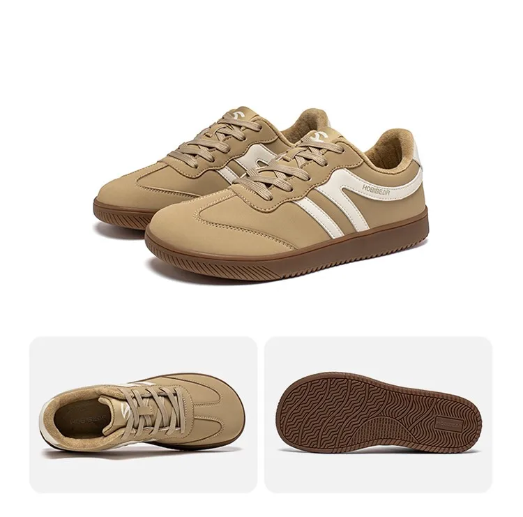 HOBIBEAR Wide Toe Shoes Unisex Artificial Leather Faux Fur Lined Sneakers Casual Retro Lace Up Shoes for Women Men