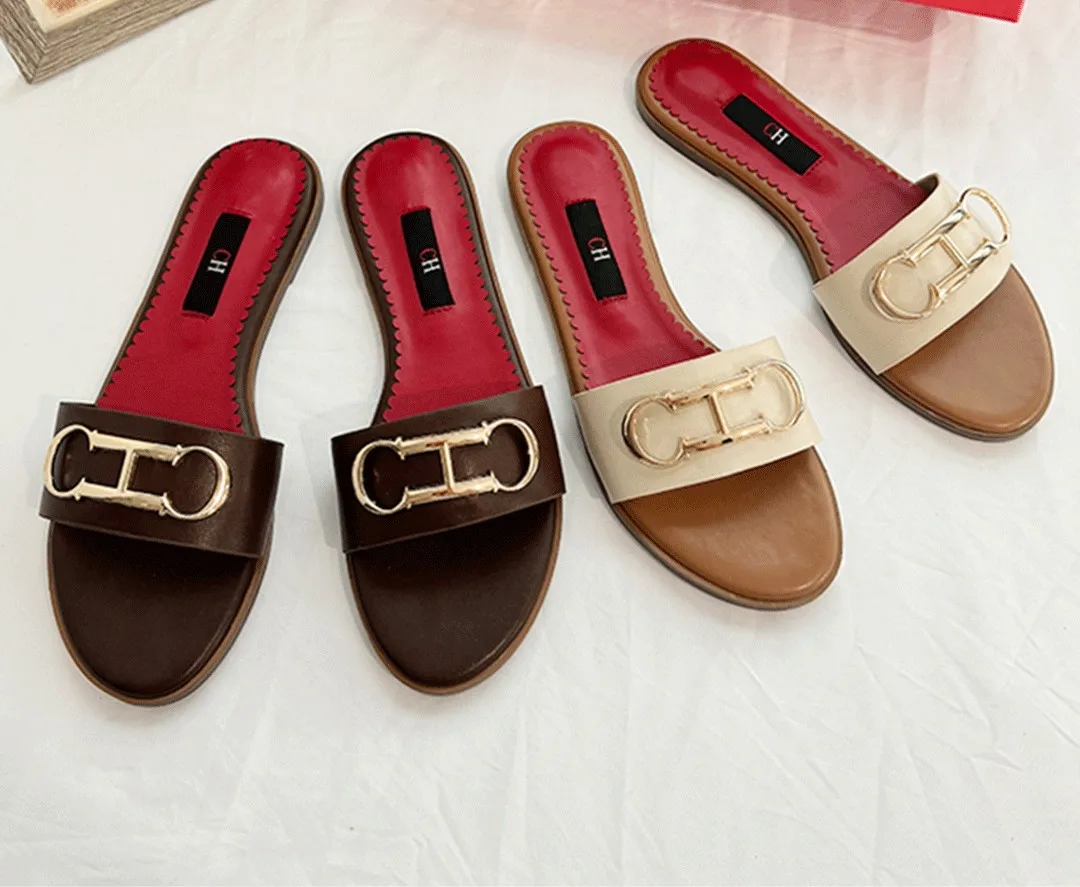 CH 2025 Summer New Women's Leisure Sandals Women's Slippers Simple Solid Colour Design Daily Style Fashion Women's Slippers