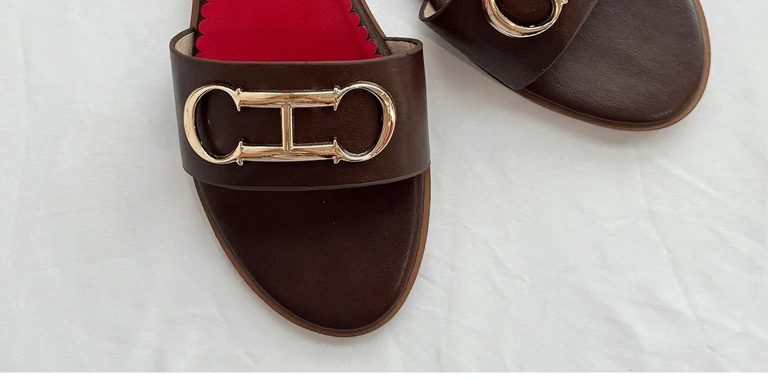 CH 2025 Summer New Women's Leisure Sandals Women's Slippers Simple Solid Colour Design Daily Style Fashion Women's Slippers