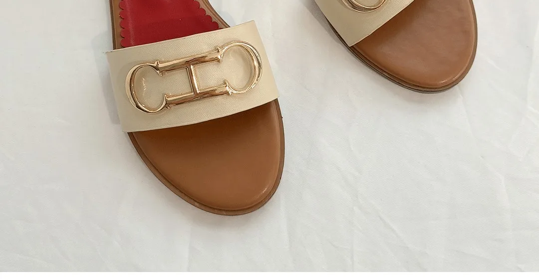 CH 2025 Summer New Women's Leisure Sandals Women's Slippers Simple Solid Colour Design Daily Style Fashion Women's Slippers
