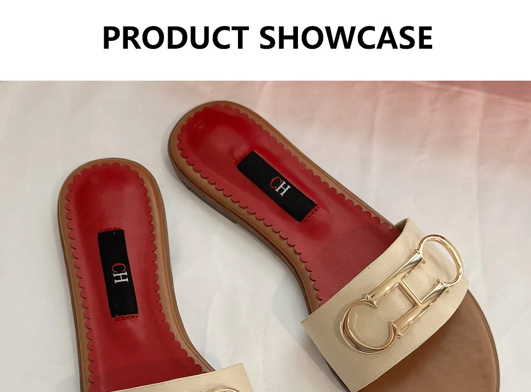CH 2025 Summer New Women's Leisure Sandals Women's Slippers Simple Solid Colour Design Daily Style Fashion Women's Slippers