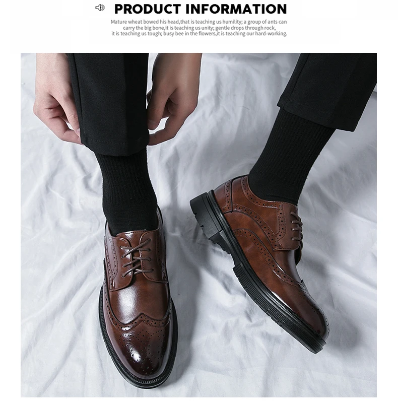 Brown Handmade Leather Men Oxford Shoes Black Leather Man Formal Classic Brogue Business Shoes Chaussure Homme