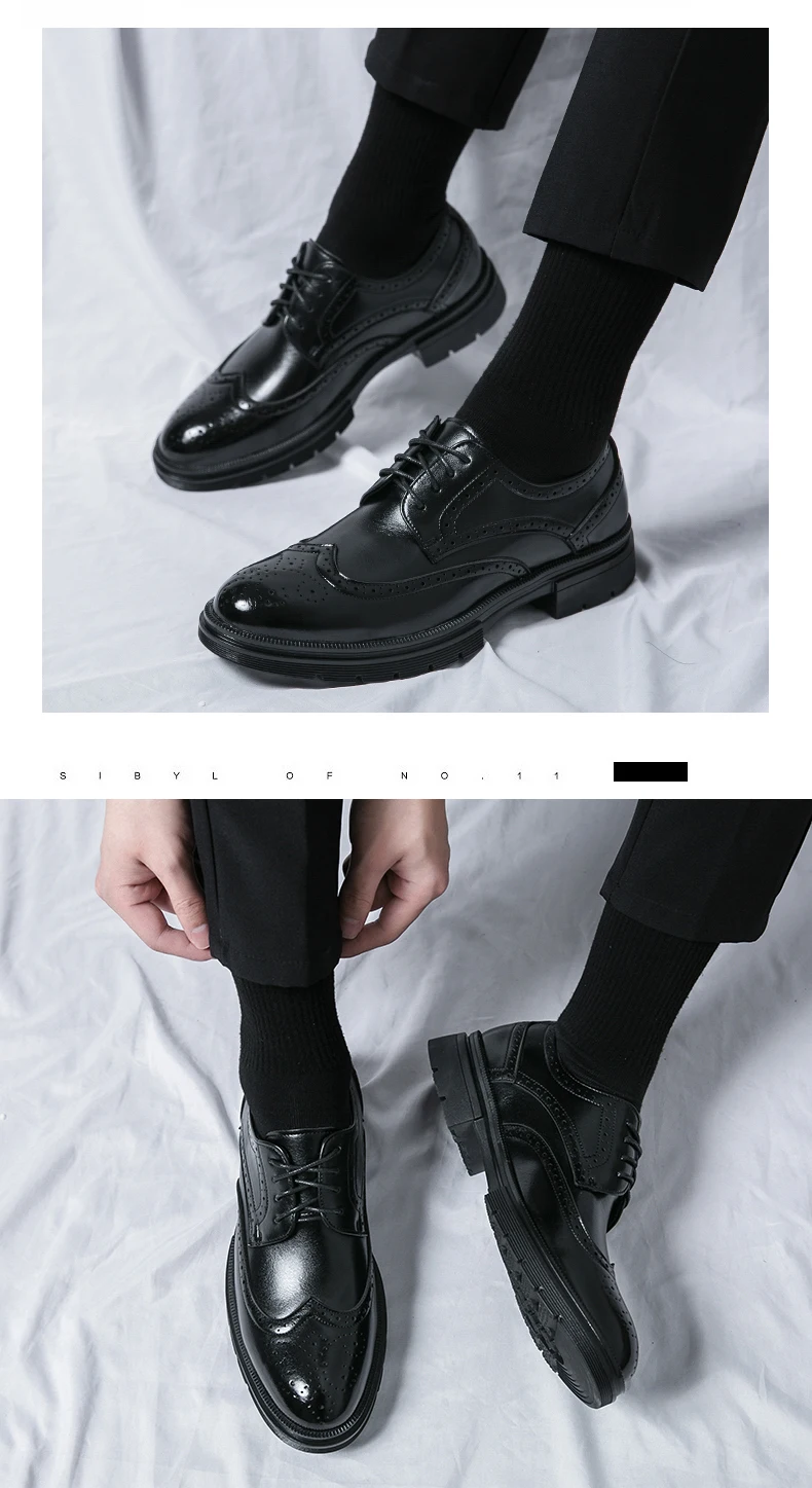 Brown Handmade Leather Men Oxford Shoes Black Leather Man Formal Classic Brogue Business Shoes Chaussure Homme