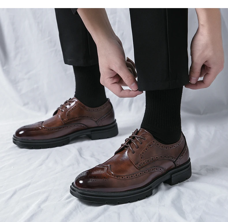 Brown Handmade Leather Men Oxford Shoes Black Leather Man Formal Classic Brogue Business Shoes Chaussure Homme