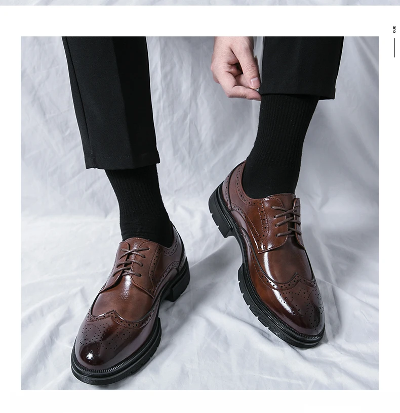Brown Handmade Leather Men Oxford Shoes Black Leather Man Formal Classic Brogue Business Shoes Chaussure Homme