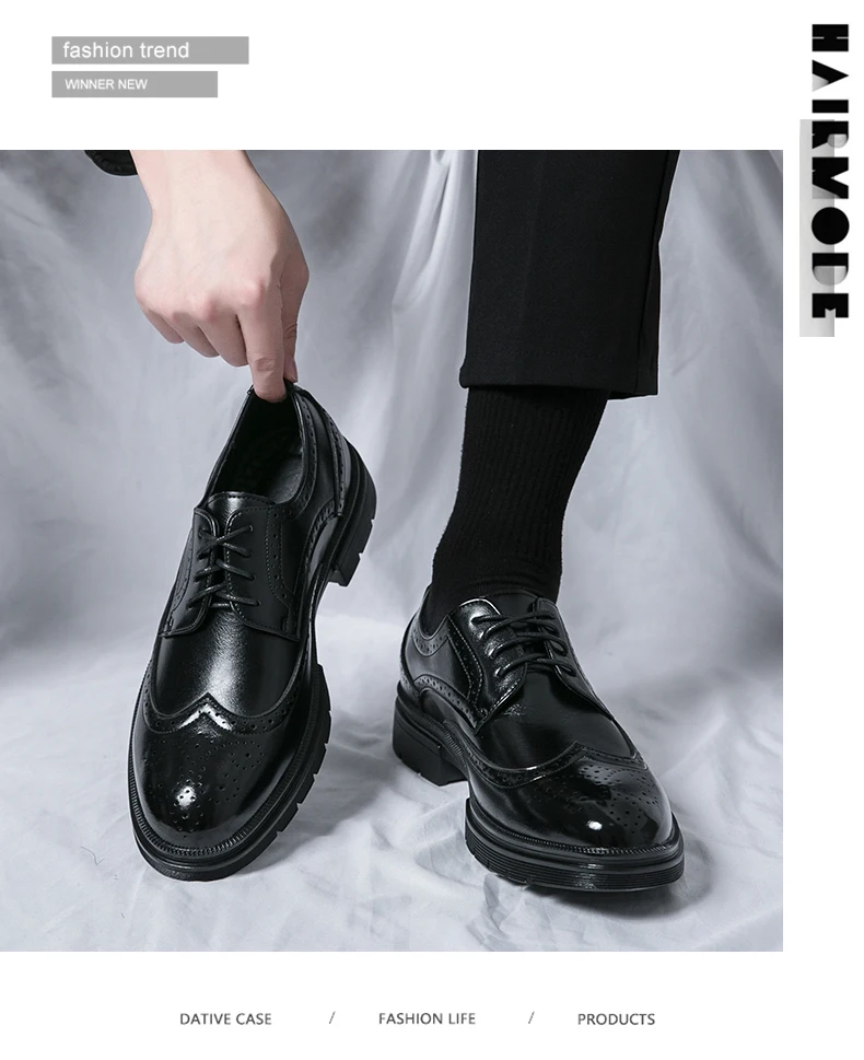 Brown Handmade Leather Men Oxford Shoes Black Leather Man Formal Classic Brogue Business Shoes Chaussure Homme