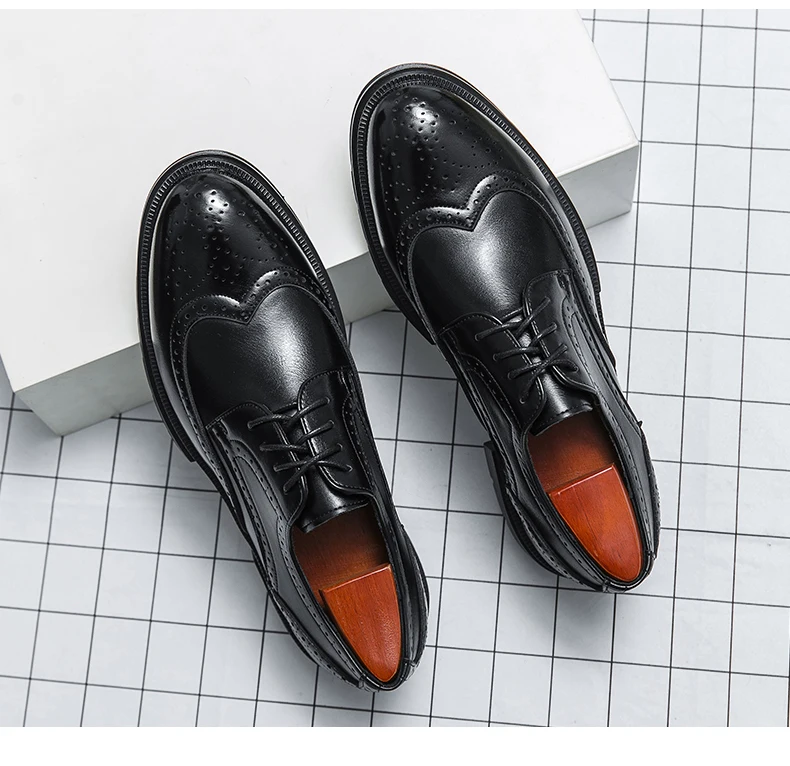 Brown Handmade Leather Men Oxford Shoes Black Leather Man Formal Classic Brogue Business Shoes Chaussure Homme