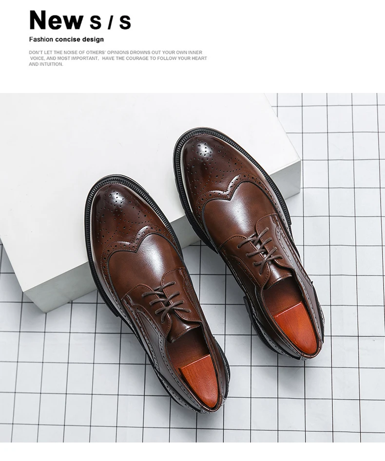Brown Handmade Leather Men Oxford Shoes Black Leather Man Formal Classic Brogue Business Shoes Chaussure Homme
